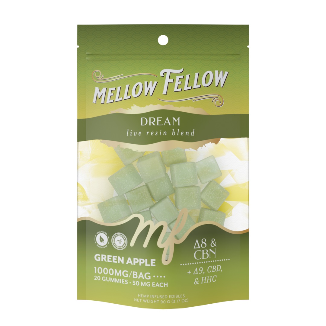 Mellow Fellow M-Fusions Live Resin Gummies Dream Blend Green Apple 1000mg 20ct