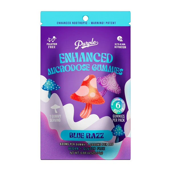 Purple Enhanced Microdose Gummies Blue Razz 3000mg 6ct