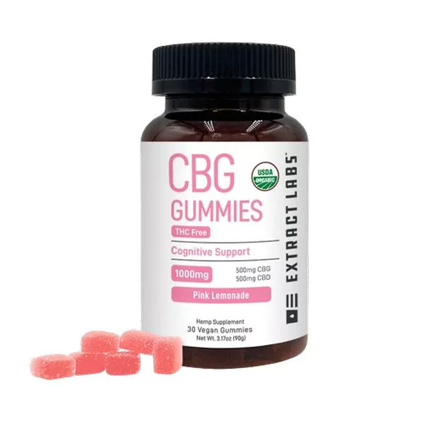 Extract Labs Broad Spectrum CBG CBD Gummies Pink Lemonade 1000mg 30ct