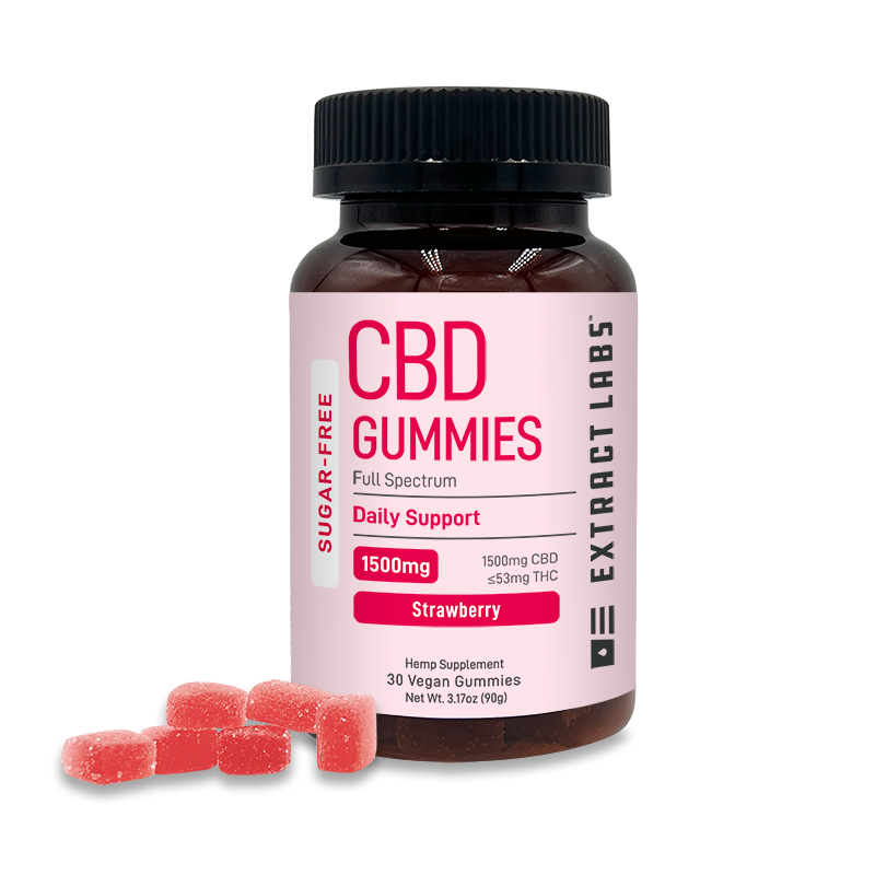 Extract Labs Full Spectrum CBD Sugar Free Gummies Strawberry 1500mg 30ct