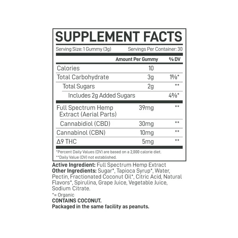 Extract Labs Full Spectrum CBN Delta 9 Gummies Blackberry Hibiscus 1350 30ct Supplement Facts Extract Labs Full Spectrum CBN Delta 9 Gummies Blackberry Hibiscus 1350 30ct Supplement Facts