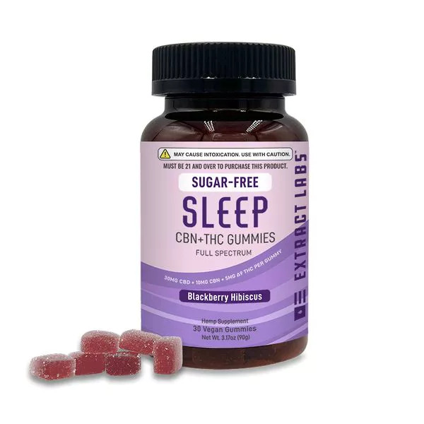Extract Labs Full Spectrum CBN Delta 9 Sugar Free Gummies Blackberry Hibiscus 1350mg 30ct