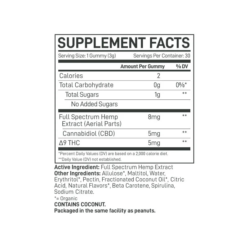 Extract Labs Full Spectrum Delta 9 Sugar Free Gummies Sour Apple 300mg 30ct Supplement Facts Extract Labs Full Spectrum Delta 9 Sugar Free Gummies Sour Apple 300mg 30ct Supplement Facts