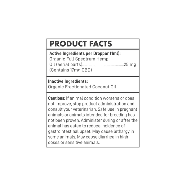 Fetch Full Spectrum CBD Oil 1000mg 60ml Supplement Facts