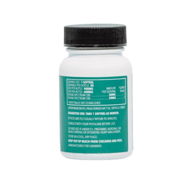 CannaAid CBD CBG Softgels 1500mg 30ct Supplement Facts