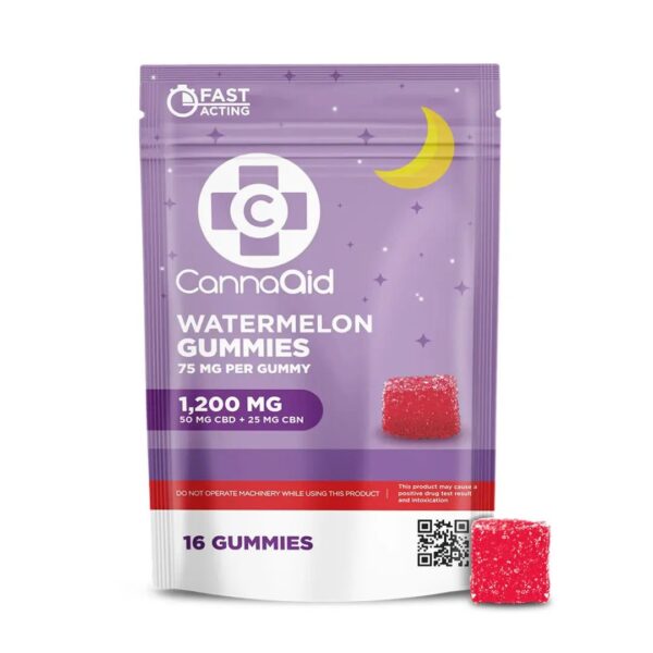 CannaAid CBD CBN Gummies Watermelon 1200mg 16ct