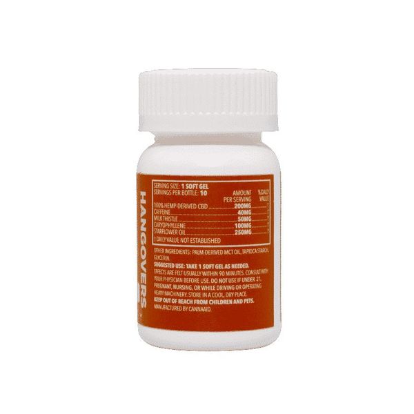 CannaAid CBD Hangover Relief Softgels 2000mg 10ct Supplement Facts