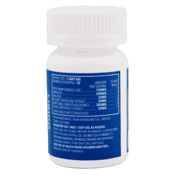 CannaAid CBD Libido Softgels 1500mg 10ct Supplement Facts