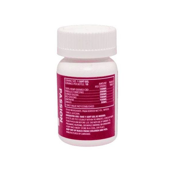 CannaAid CBD Passion Softgels 1500mg 10ct Supplement Facts