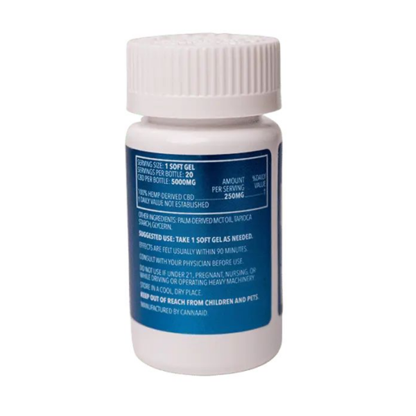 CannaAid CBD Softgels 5000mg 20ct Supplement Facts