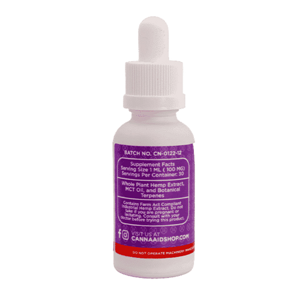 CannaAid CBN CBD Tincture 3000mg 30ml Supplement Facts