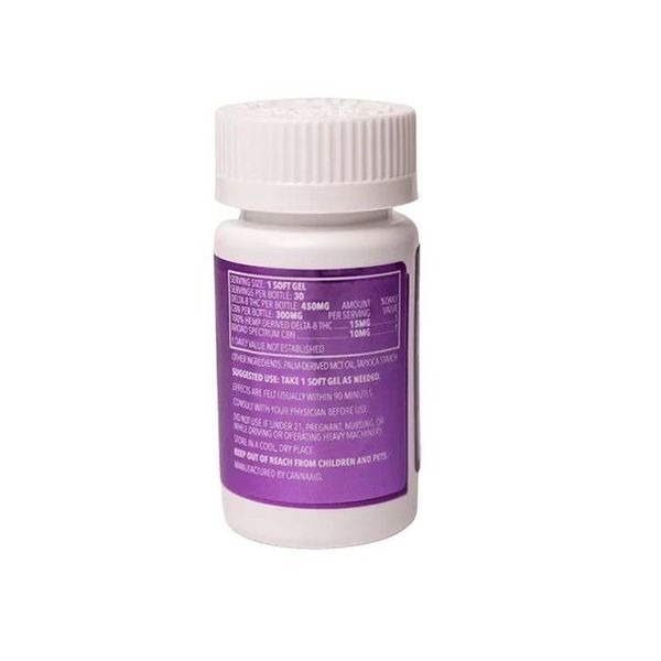 CannaAid Delta 8 CBN Softgels 750mg 30ct Supplement Facts