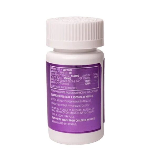 CannaAid Delta 8 CBN Softgels 750mg 30ct Supplement Facts
