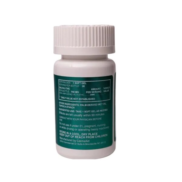 CannaAid Delta 8 Softgels 750mg 30ct Supplement Facts