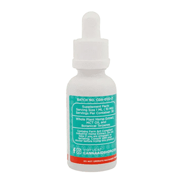 CannaAid Delta 8 Tincture 1200mg 30ml Supplement Facts