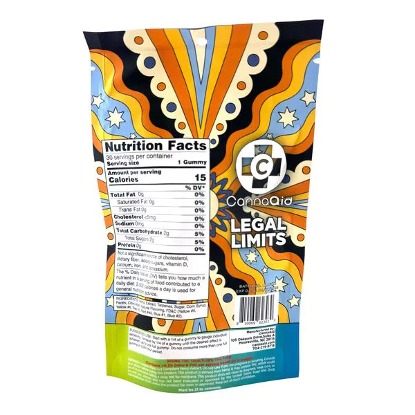 CannaAid Delta 9 Gummies Strawberry Watermelon 300mg 30ct Supplement Facts CannaAid Delta 9 Gummies Strawberry Watermelon 300mg 30ct Supplement Facts