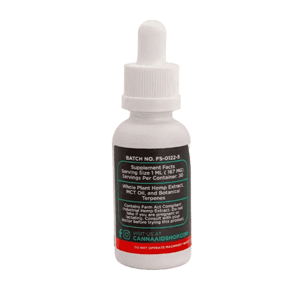 CannaAid Full Spectrum CBD Tincture 5000mg 30ml Supplement Facts