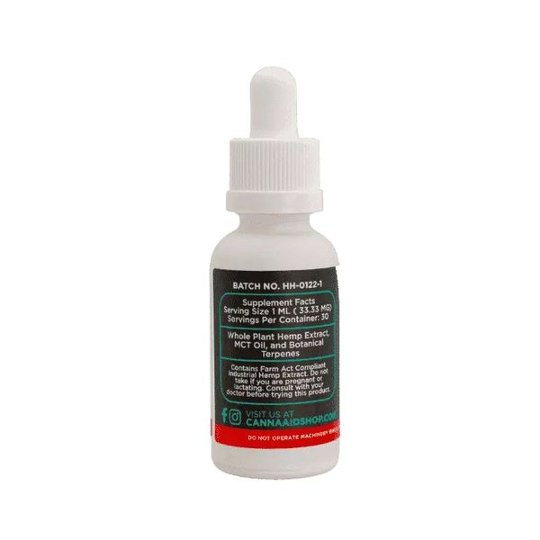CannaAid HHC Tincture 1000mg 30ml Supplement Facts