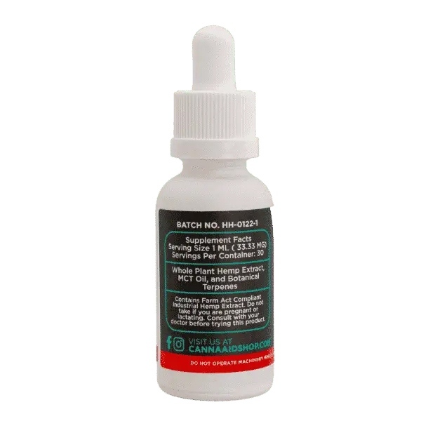 CannaAid HHC Tincture 1000mg 30ml Supplement Facts