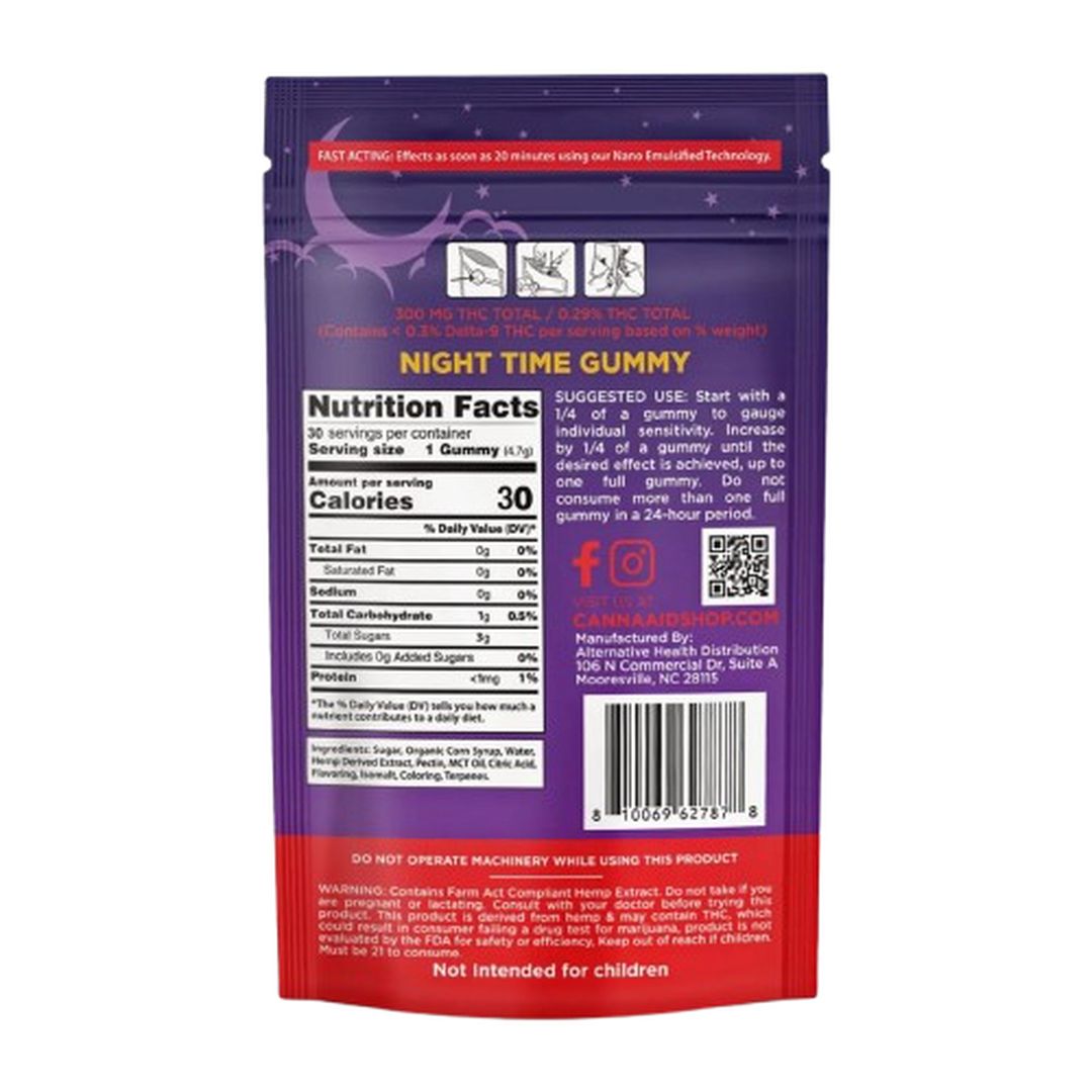 CannaAid Night Time Delta 9, CBD CBN Gummies Berry 900mg 30ct Supplement Facts
