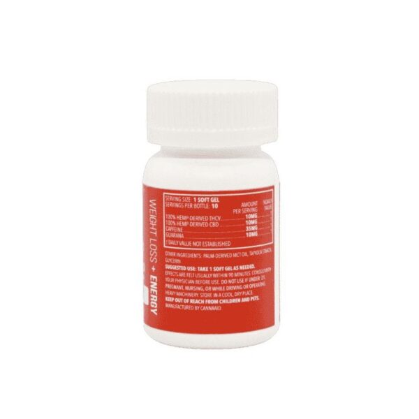 CannaAid THCV & CBD Energy Softgels 200mg 10ct Supplement Facts