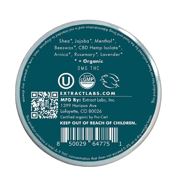 Extract Labs THC Free CBD Muscle Cream 2000mg Supplement Facts