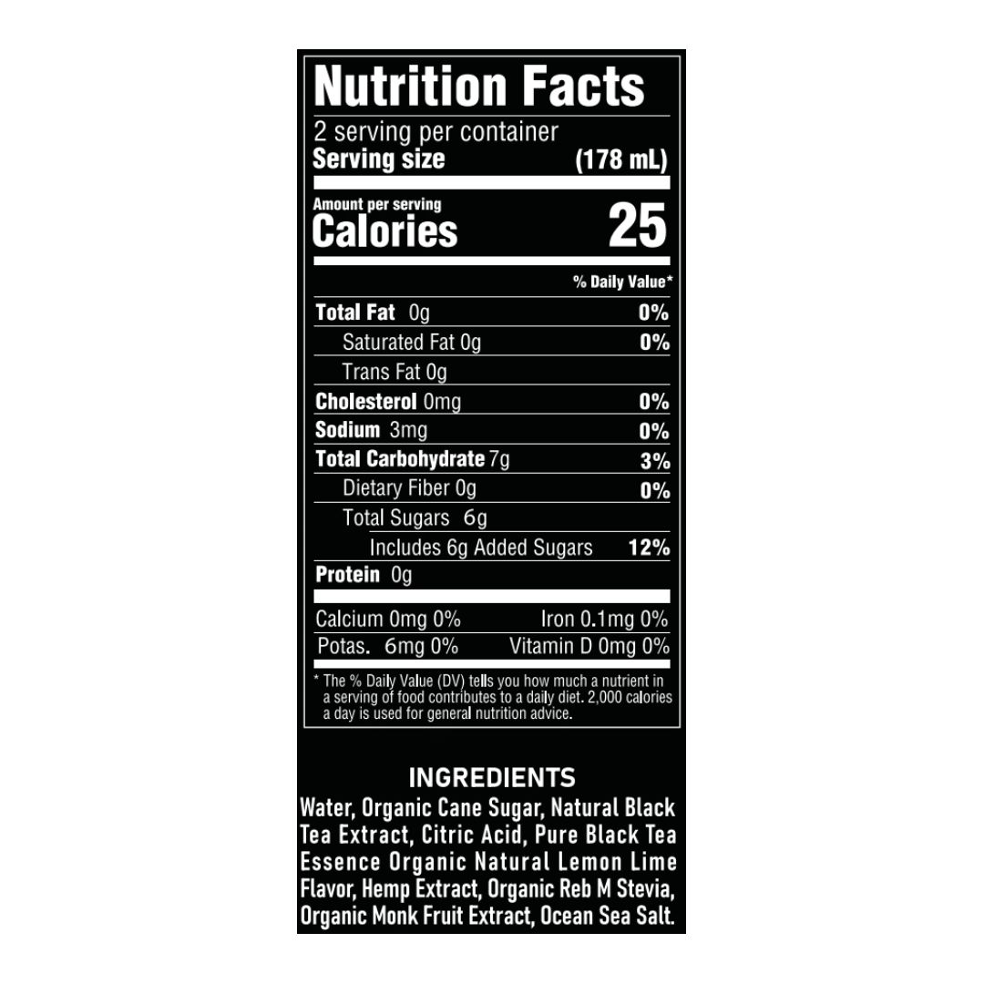 Rizzy Extra THC Beverage 25mg 12oz Lemonade Tea Supplement Facts