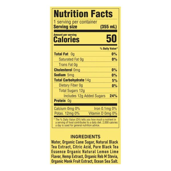 Rizzy THC Beverage 10mg 12oz Lemonade Tea Supplement Facts