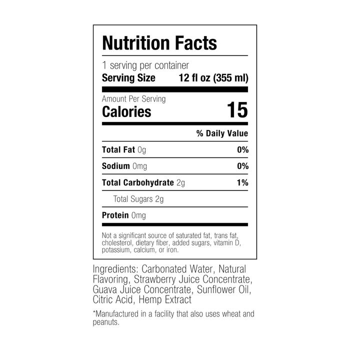 Wyld Sparkling Water 10mg THC + 10mg CBC 12oz Strawberry Guava Supplement Facts