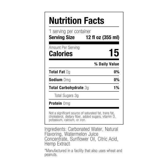 Wyld Sparkling Water 10mg THC + 10mg CBG 12oz Watermelon Supplement Facts Wyld Sparkling Water 10mg THC + 10mg CBG 12oz Watermelon Supplement Facts