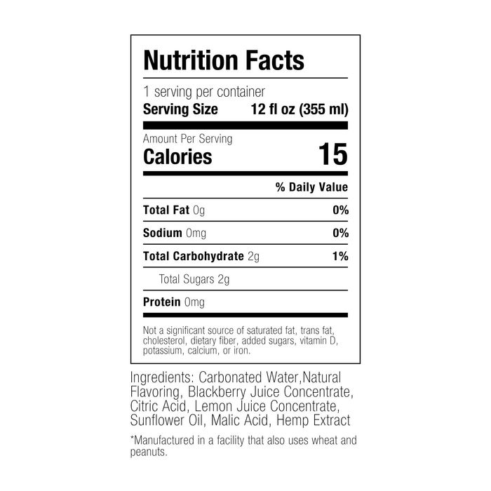 Wyld Sparkling Water 10mg THC 12oz Blackberry Lemon Supplement Facts Wyld Sparkling Water 10mg THC 12oz Blackberry Lemon Supplement Facts