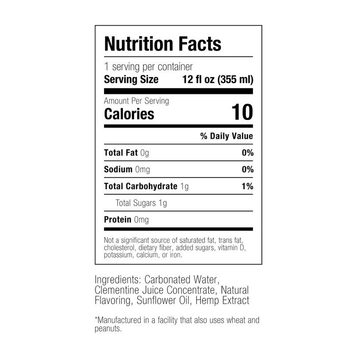 Wyld Sparkling Water 2mg THC + 20mg CBD 12oz Clementine Supplement Facts Wyld Sparkling Water 2mg THC + 20mg CBD 12oz Clementine Supplement Facts