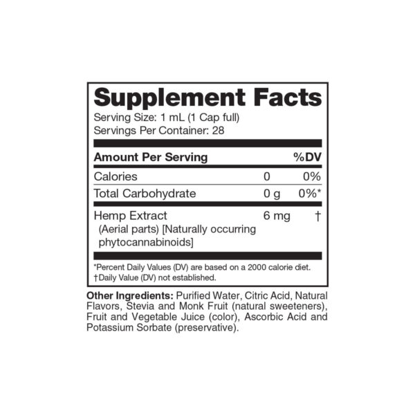 cbdMD Delta 9 THC CBG Drink Mixer Black Cherry Supplement Facts