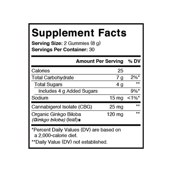 Charlottes Web CBG Gummies Focus Attention 750mg 60ct Supplement Facts