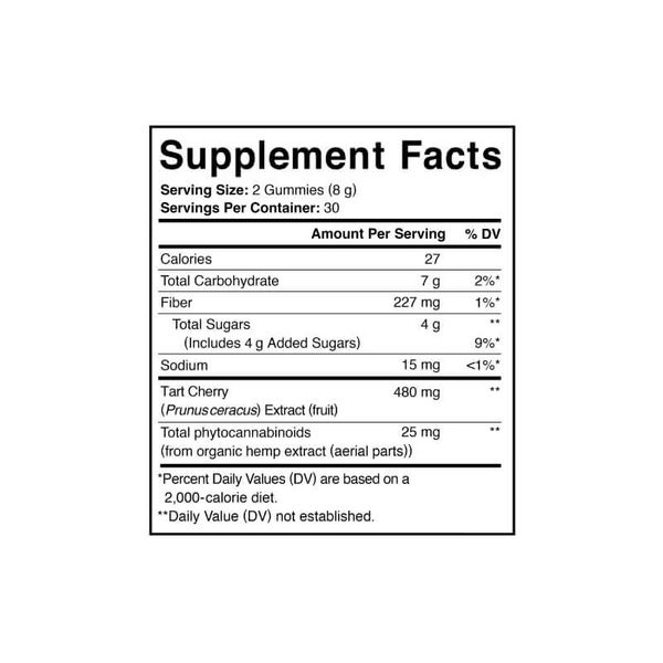 Charlottes Web Performance Gummies Muscle Recovery Dark Cherry 750mg 60ct Supplement Facts