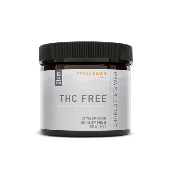 Charlottes Web THC Free CBD Gummies Mango Peach 15mg 60ct