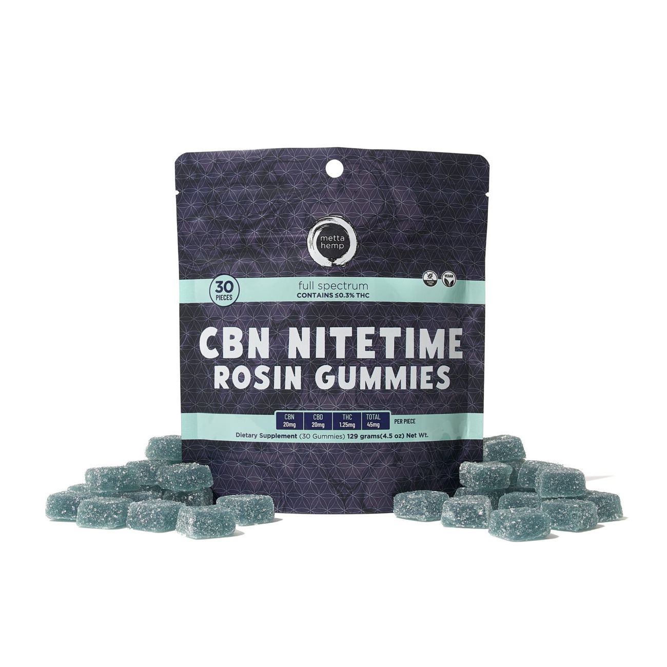 Metta Hemp Full Spectrum CBN Nitetime Rosin Gummies 1350mg 30ct