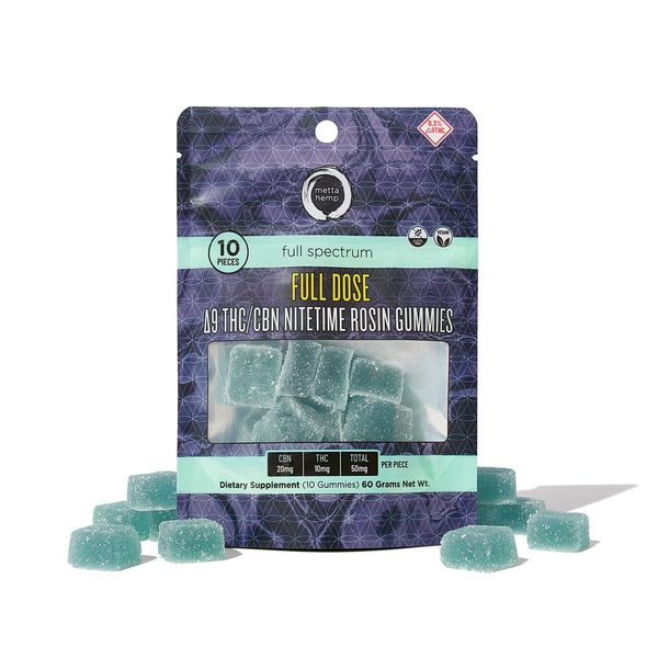 Metta Hemp Full Spectrum Delta 9 CBN Nitetime Rosin Gummies 500mg 10ct