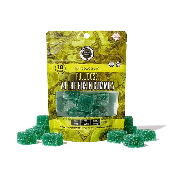 Metta Hemp Full Spectrum Full Dose Delta 9 THC Rosin Gummies 1400mg 10ct