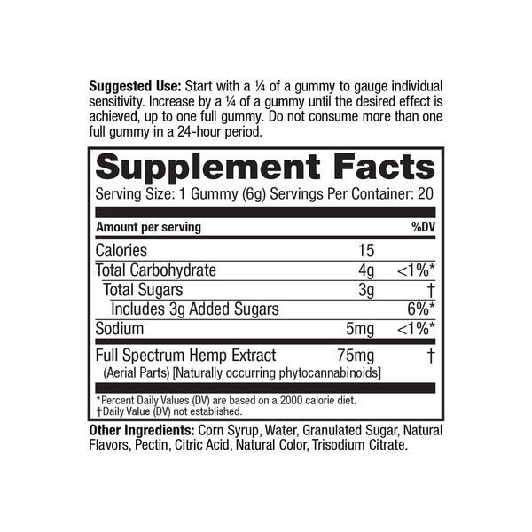 cbdMD Vibe High Potency Delta 9 THC Gummies Blue Razz 1500mg 20ct Supplement Facts