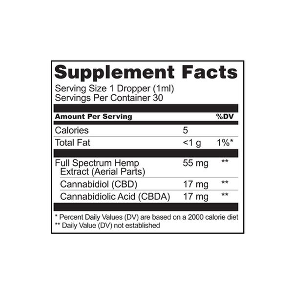 CBDistillery Balanced Wellness CBDA CBD Tincture 1000mg 30ml Supplement Facts CBDistillery Balanced Wellness CBDA CBD Tincture 1000mg 30ml Supplement Facts