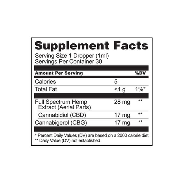 CBDistillery Calm Clarity CBG CBD Tincture 1000mg 30ml Supplement Facts CBDistillery Calm Clarity CBG CBD Tincture 1000mg 30ml Supplement Facts