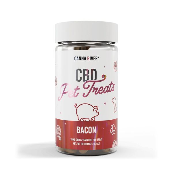 Canna River Broad Spectrum CBD CBG Pet Treats Bacon 900mg 30ct