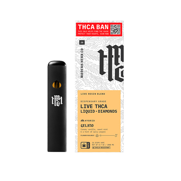 Modern Herb Co Liquid Diamonds THCA Disposable Gelato 2g Modern Herb Co Liquid Diamonds THCA Disposable Gelato 2g