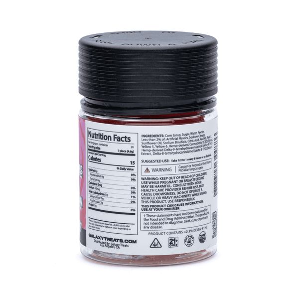 Galaxy Treats Delta 8, Delta 9 THCP Gummies Berry Melon Lifter 2500mg 20ct Supplement Facts